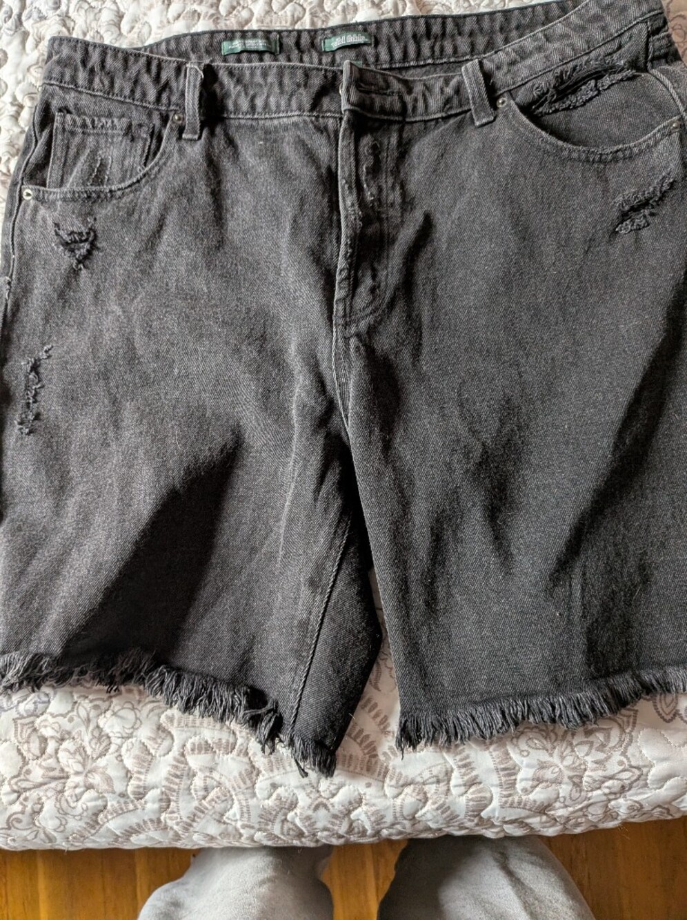 Black Distressed Denim Shorts
